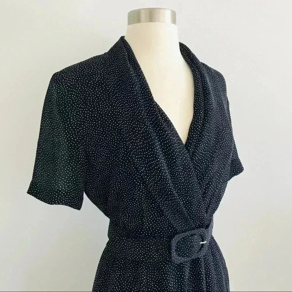 Vintage Liz Claiborne Polka Dot Midi Dress Retro - Picture 9 of 9